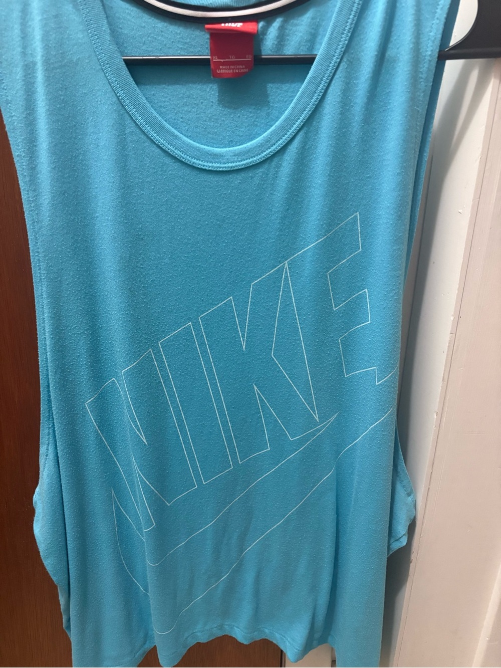 Nike Aqua Blue Crewneck Tee with Contrasting Collar Trim